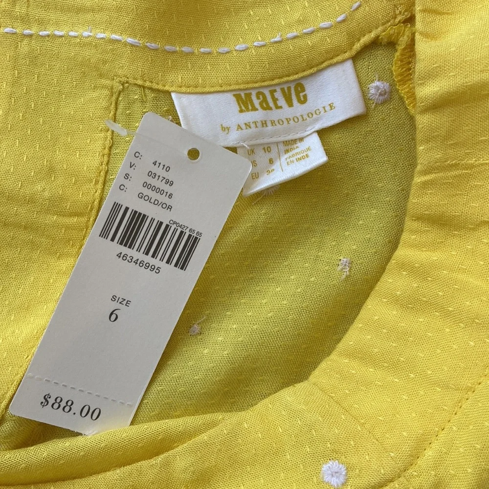 Anthro Maeve top, sz 6, yellow, NWT, viscose - Picture 5 of 10